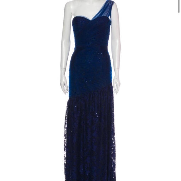 Monique Lhuiller Navy Sequin Lace Gown NWT - Picture 4 of 13